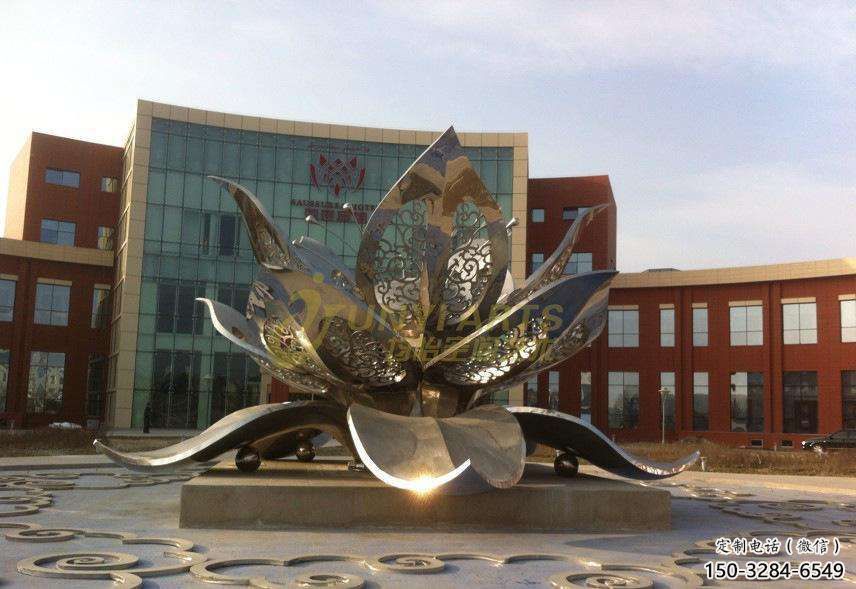 抽象蓮花雕塑 啞光水蓮花雕塑 室內花卉雕塑