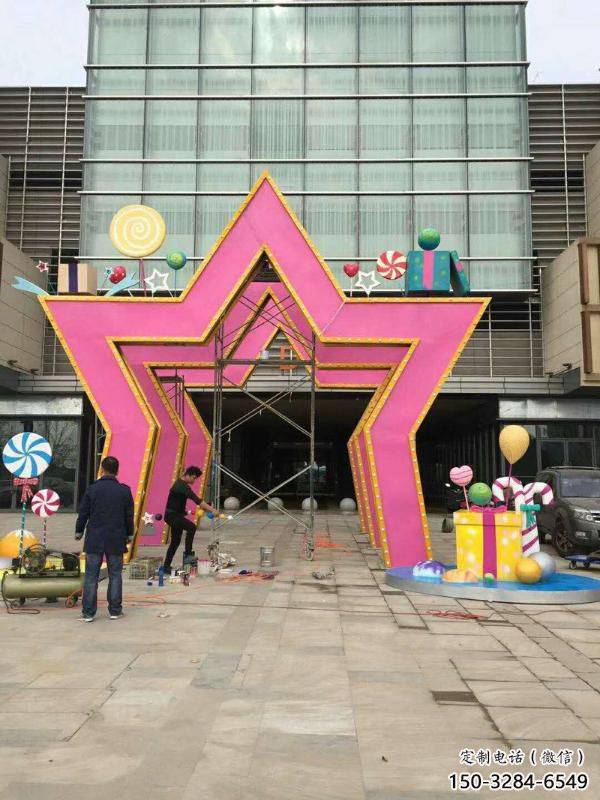 五角星門套雕塑，美陳藝術概念，不銹鋼大門雕塑展示