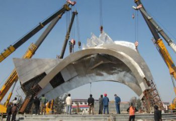 城市大門雕塑，不銹鋼材質制作，地標文化標識