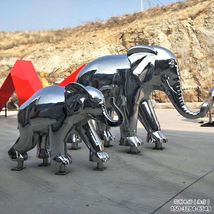 戶外大象雕塑廠家，動(dòng)物景觀雕塑，不銹鋼動(dòng)物雕塑生產(chǎn)