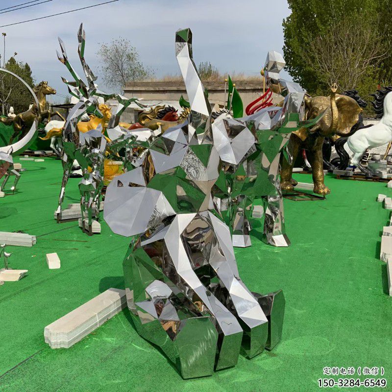 景區大象雕塑通用，陸地擺件，各類鏡面大象雕塑點擊