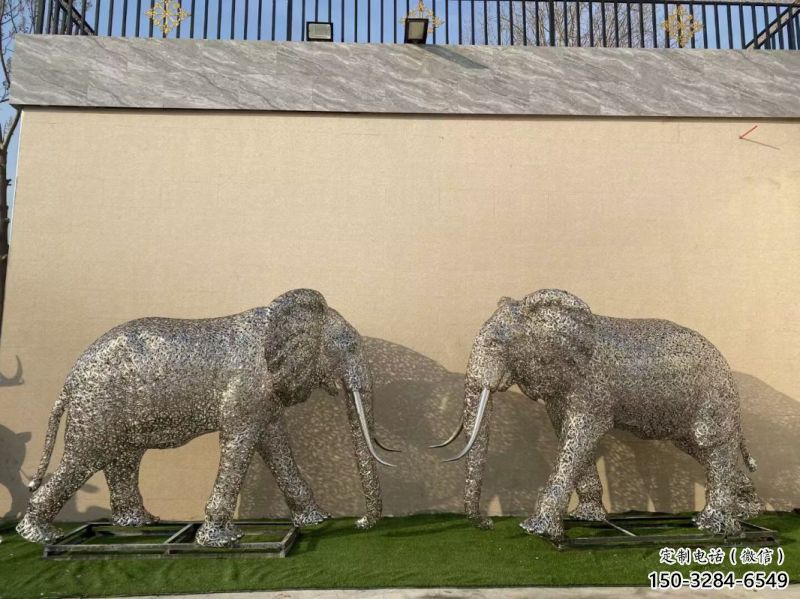 門口大象雕塑點擊，地標擺件，鏤空大象雕塑承接