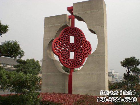 園林中國結雕塑廠家，烤漆工藝制作，民俗文化標識