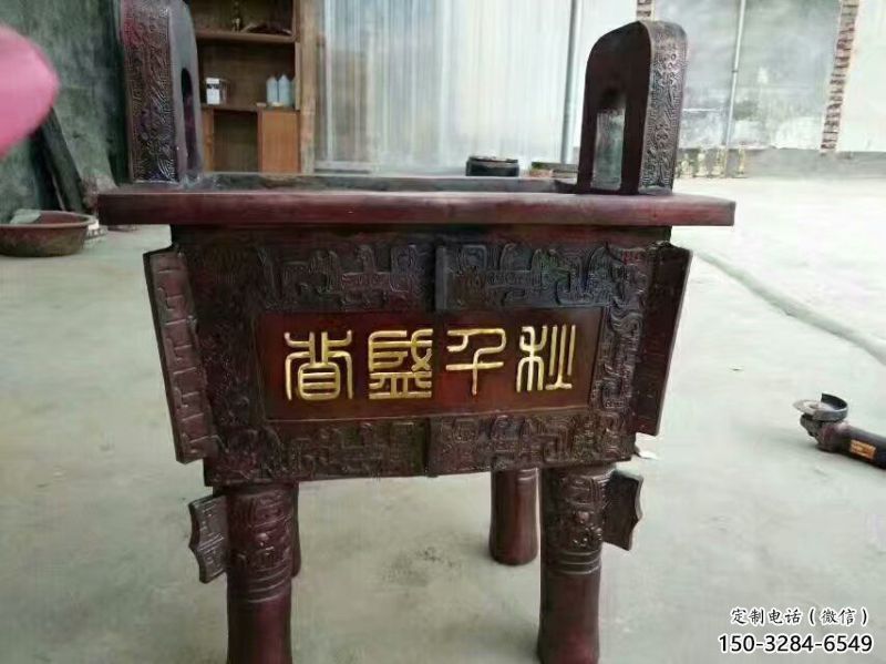 古銅色鼎盛千秋青銅鼎雕塑