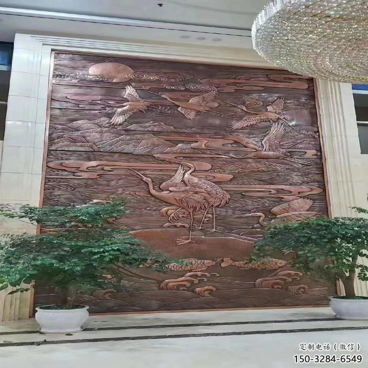 彩繪仙鶴浮雕通用，花園小品，廣場動物浮雕優價