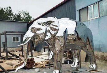 大型大象雕塑制作，動物小品，鏡面大象雕塑提供