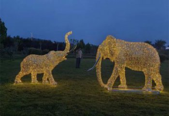 景觀大象雕塑造型選用，美陳雕塑，鏤空燈光大象雕塑標(biāo)準(zhǔn)