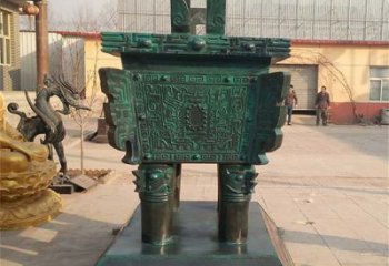 青銅仿古方鼎雕塑