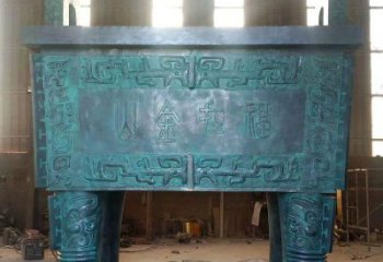 古法紋司母戊鼎雕塑實景圖