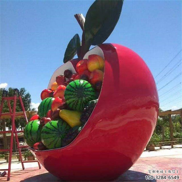 景觀果籃雕塑工程供應(yīng)，公園雕塑，不銹鋼果籃雕塑工藝供求