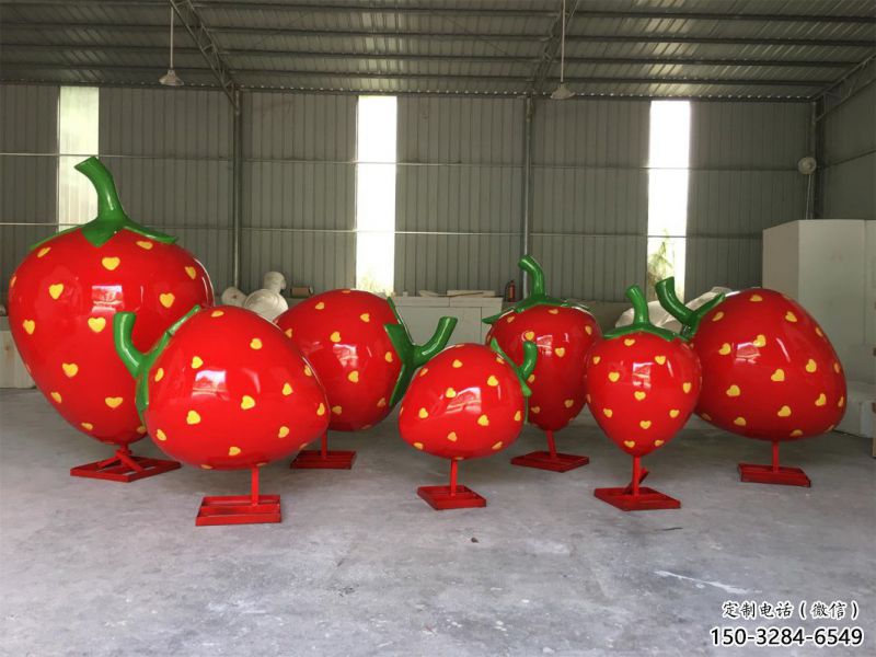 抽象果籃雕塑展品，小區(qū)雕塑，草莓果籃雕塑工程