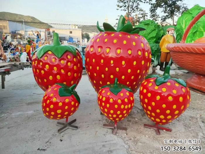 果籃雕塑選用，街道標識，園林草莓果籃雕塑批發