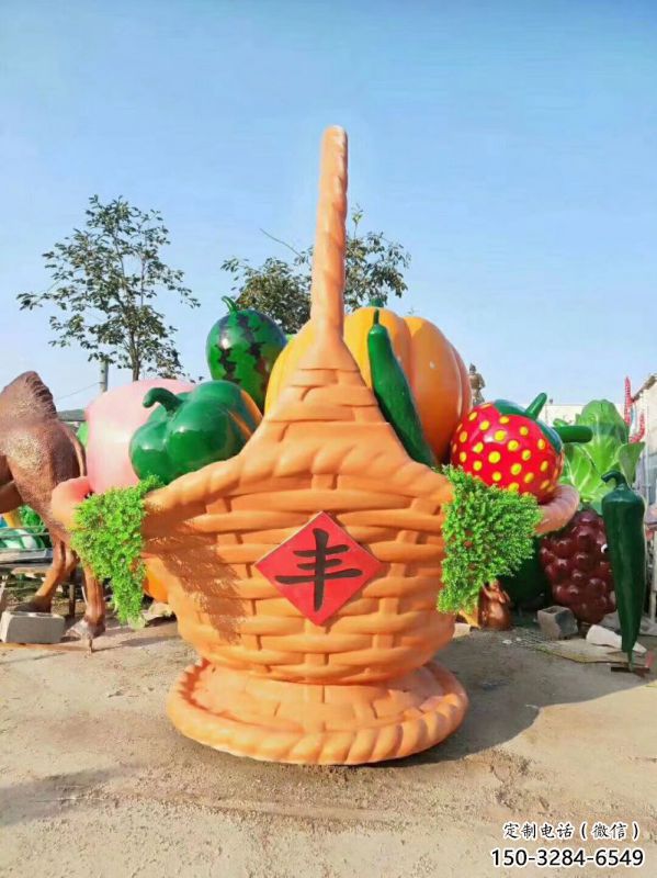 果籃雕塑擺件制造，酒店擺件，仿真果籃雕塑選定