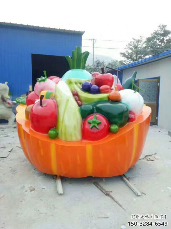 主題果籃雕塑制作，村標概念，南瓜果籃雕塑專供
