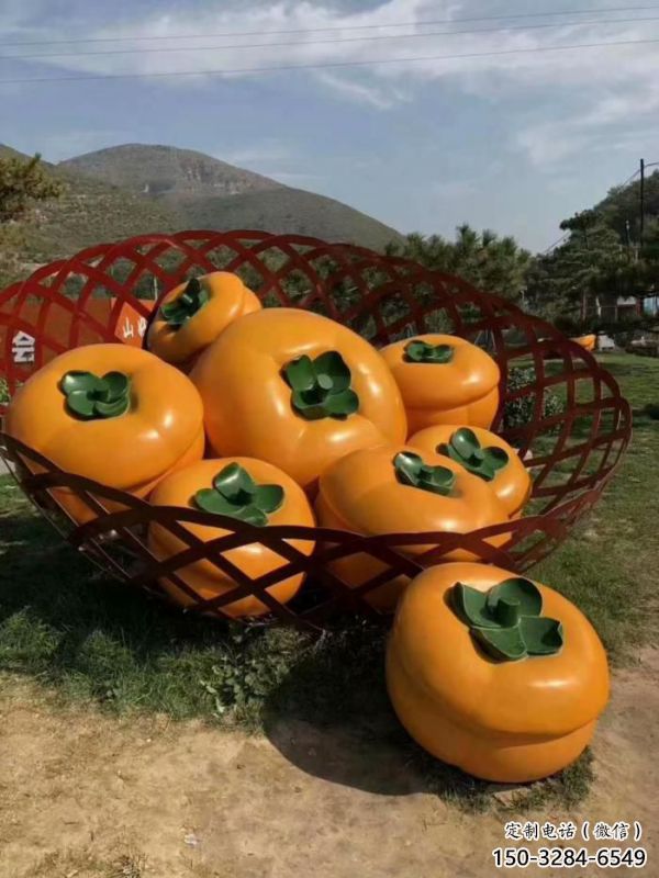 景觀果籃雕塑觀賞型，廣場(chǎng)系列，柿子果籃雕塑優(yōu)選