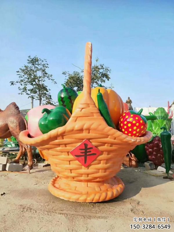 景觀果籃雕塑供需，美陳雕塑，景觀蔬菜果籃雕塑承接