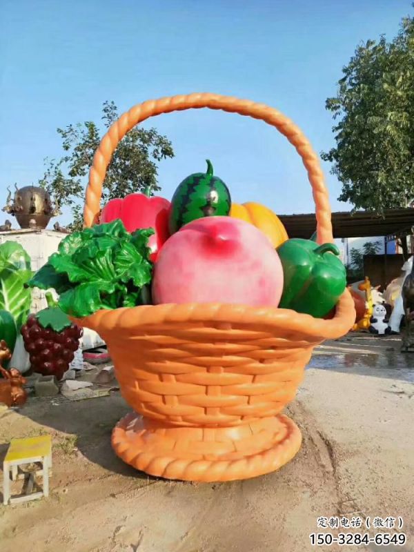 果籃雕塑定做，公園小品，戶(hù)外鴨梨果籃雕塑供應(yīng)