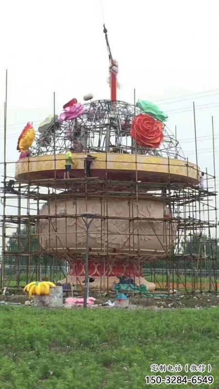 現代花籃雕塑承接，歐式風格，校園廣場不銹鋼花籃雕塑精選