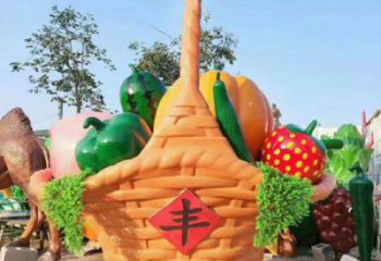 果籃雕塑擺件制造，酒店擺件，仿真果籃雕塑選定