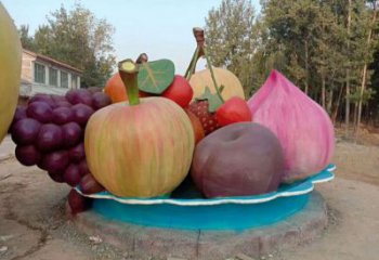 果籃雕塑定制，歐式風(fēng)格，仿真果籃雕塑供給