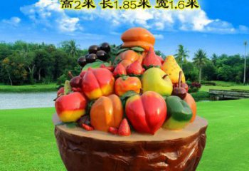 果籃雕塑訂做，室外軟裝，鐵藝果籃雕塑供應