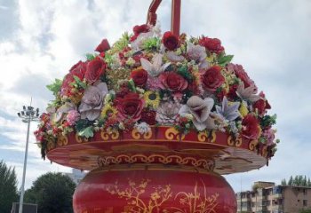 雕塑花籃景觀精選，中式工藝，園林藝術(shù)廣場(chǎng)花籃雕塑供給