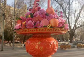 企業標志花籃雕塑精選，多彩藝術，花卉花籃雕塑生產優價