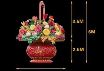 雕塑花籃景觀制造，街景小品，景觀裝飾鐵藝花籃雕塑優價