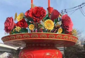 花籃雕塑制造商，花園雕塑，金屬花籃雕塑精品