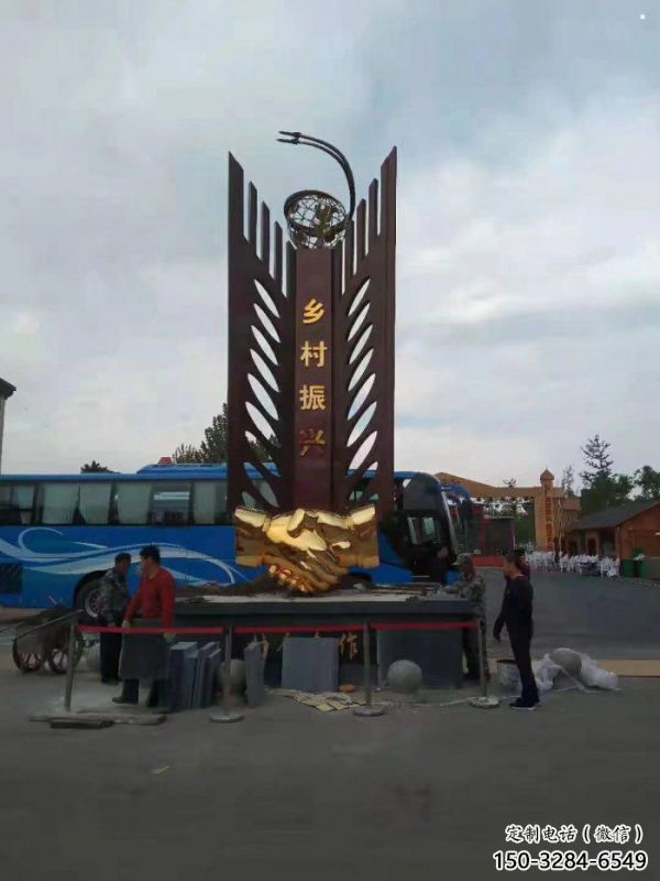 藝術類握手美陳雕塑，不銹鋼材質構件