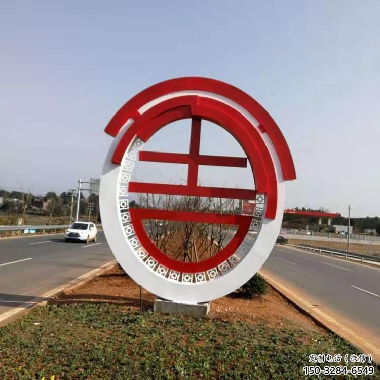 宣傳主題雕塑制作廠家，藝術形象標識，地標美陳雕塑