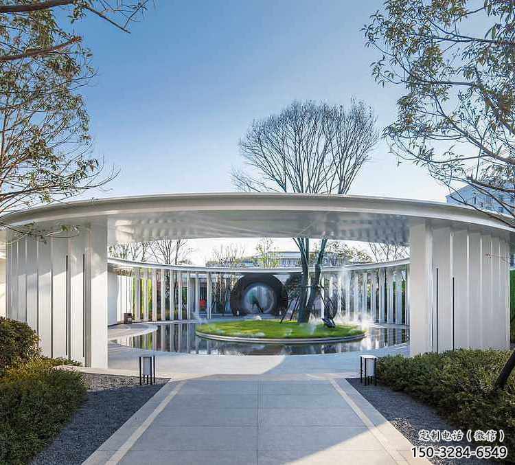 藝術型廊架雕塑，不銹鋼長廊雕塑