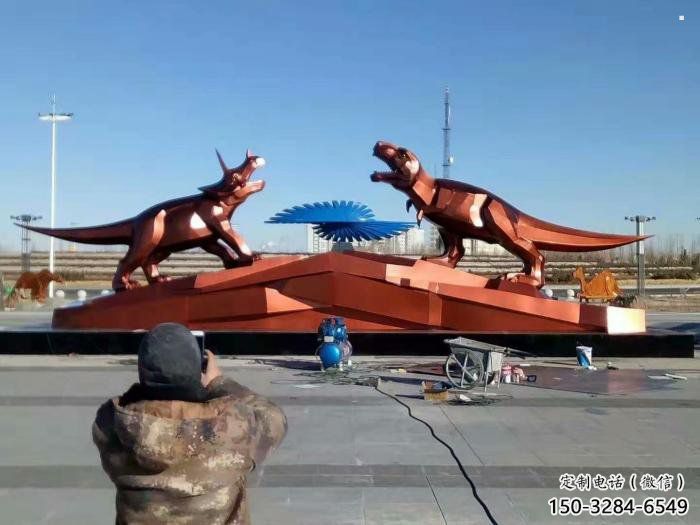 恐龍雕塑服務商，景觀雕塑，戶外幾何恐龍雕塑訂做
