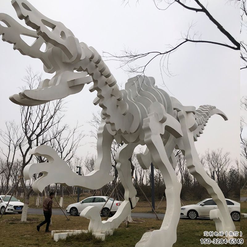 鏤空恐龍雕塑展品，金屬制作，恐龍骨架雕塑精品