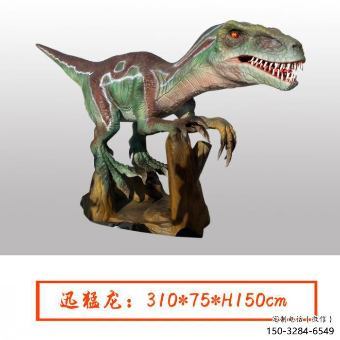 迅猛龍雕塑觀賞型，公園小品，發(fā)聲恐龍雕塑生產(chǎn)商