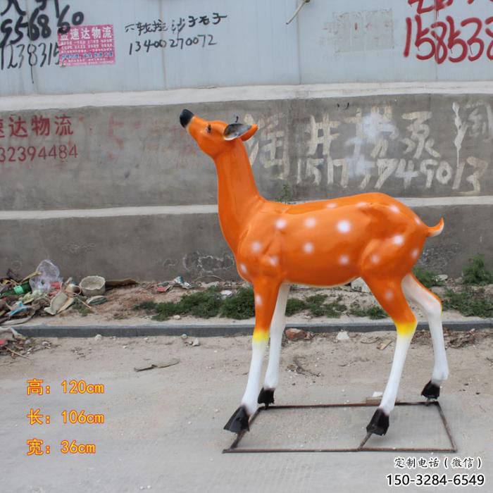 抽象小鹿雕塑，彩繪工藝，玻璃鋼動物雕塑廠家