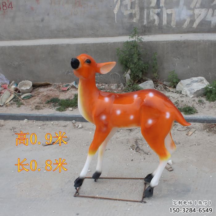 大型小鹿雕塑，彩繪工藝，玻璃鋼動物雕塑擺件