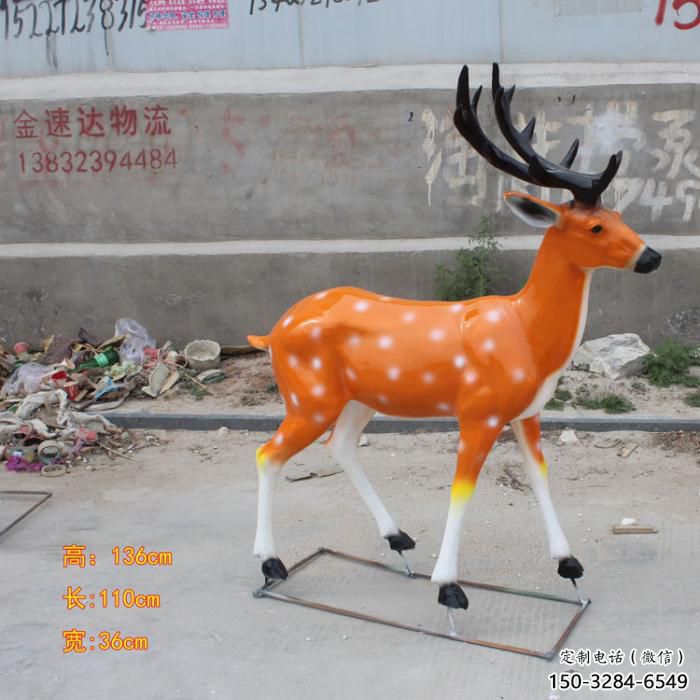 仿真小鹿雕塑，彩繪工藝，玻璃鋼動物雕塑廠家