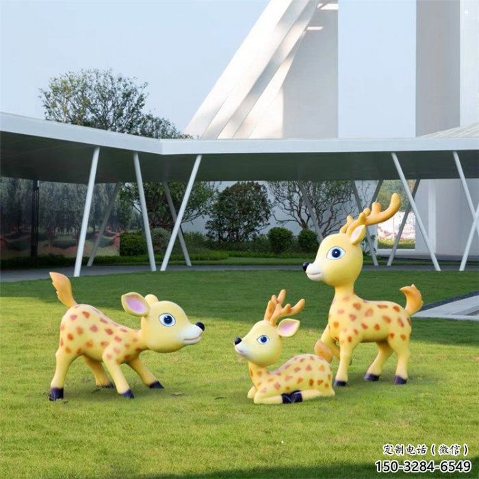 景觀小鹿雕塑制造，小區擺件，卡通小鹿雕塑制造商