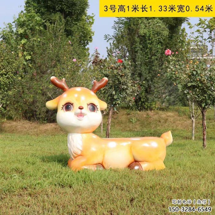 小鹿雕塑制造商，靜態(tài)雕塑，園林卡通小鹿雕塑訂做