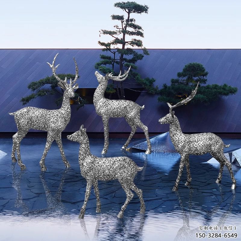 梅花鹿雕塑工廠，城市裝飾，景觀鏤空梅花鹿雕塑供給