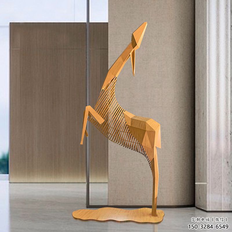 幾何小鹿雕塑提供，多彩藝術(shù)，中式鏤空小鹿雕塑通用