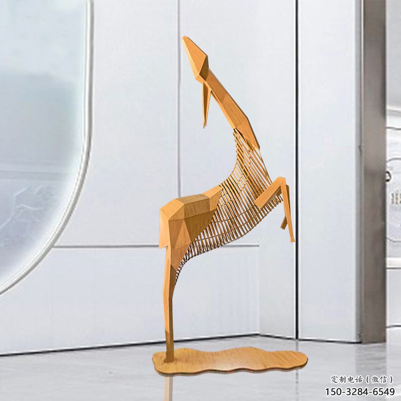 商場(chǎng)小鹿雕塑展品，景觀概念，幾何鏤空小鹿雕塑優(yōu)選