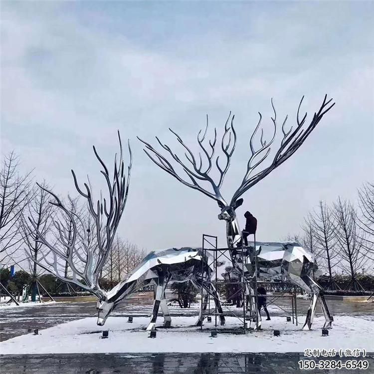 梅花鹿雕塑通用，陸地擺件，鏡面工藝梅花鹿雕塑點擊