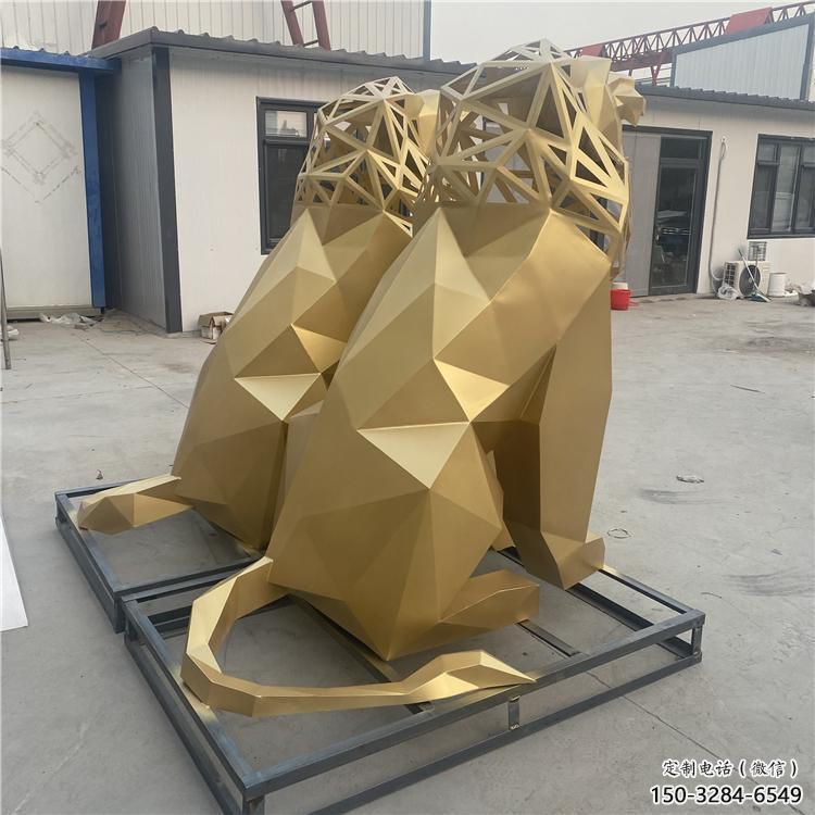 景觀獅子雕塑制造，歐式風(fēng)格，不銹鋼獅子雕塑定價