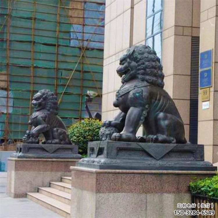 大門口獅子雕塑提供，美陳雕塑，鑄銅蹲獅雕塑承接