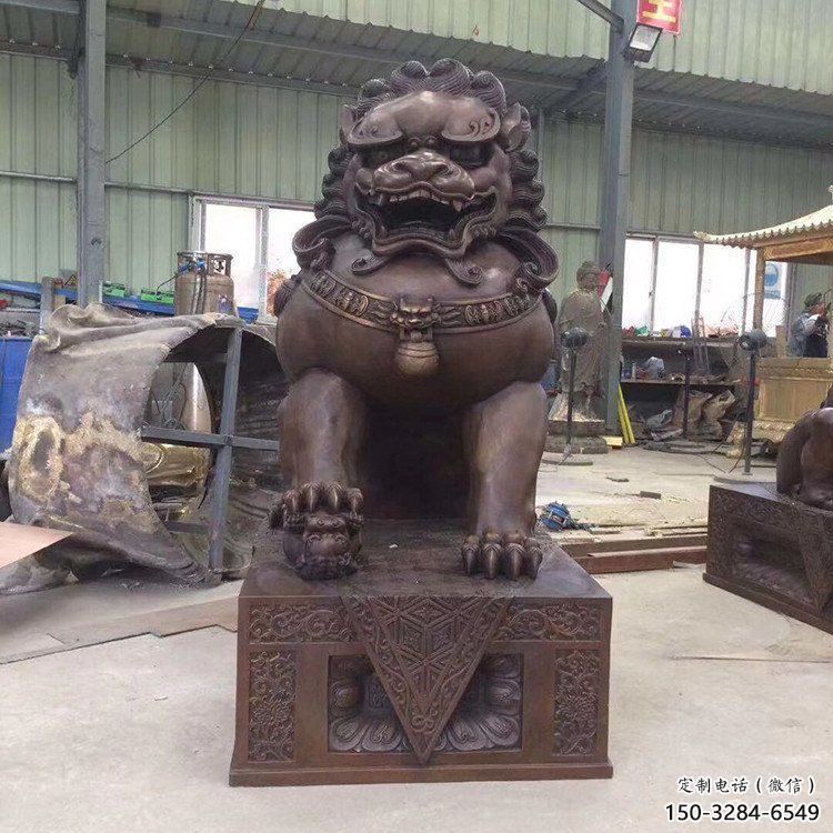 獅子雕塑優選，室外雕塑，鑄銅景觀蹲獅雕塑優選