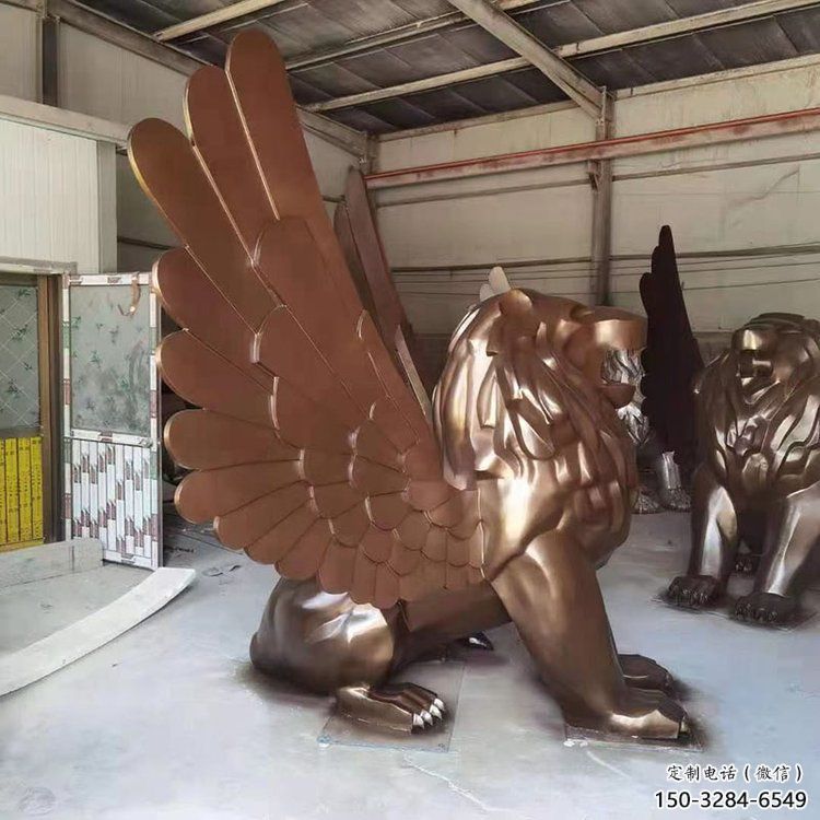 景觀獅子雕塑造型選用，美陳雕塑，抽象飛獅雕塑標準