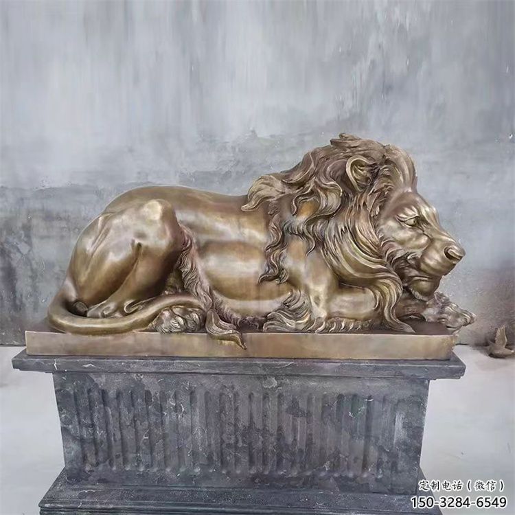 鑄銅獅子雕塑供求，景觀裝飾雕塑，戶外趴獅雕塑制造商