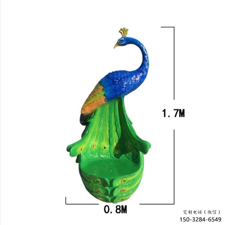 孔雀坐凳雕塑廠家，彩繪工藝雕塑，仿真藝術效果